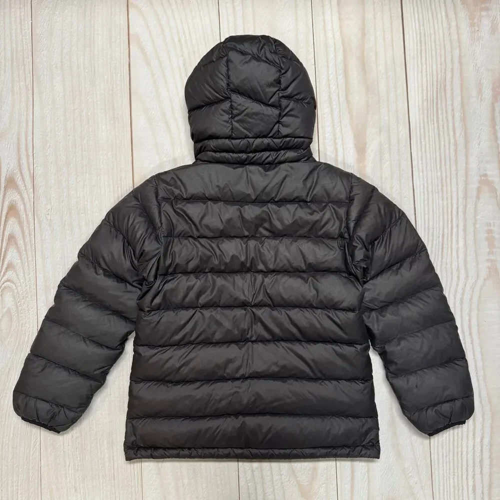 Patagonia Boys L 12 Hi-Loft Duck Down Sweater Hoody 700 Fill Jacket Black